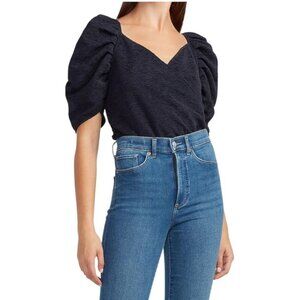 Express Puff Sleeve Wrap Thong Bodysuit Navy Size Medium